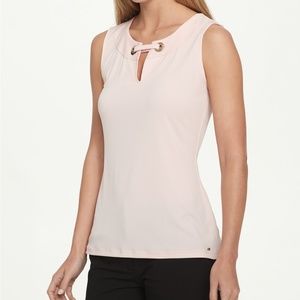 Tommy Hilfiger Blush Split Neck Top NWT